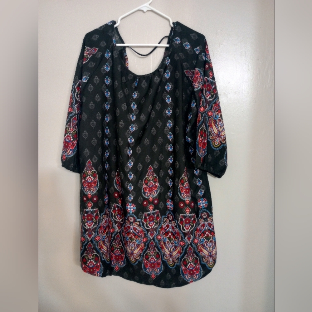Rock And Roll Cowgirl Women's 3/4 Sleeve Paisley Style Design Tunic Dress - Picture 1 of 10